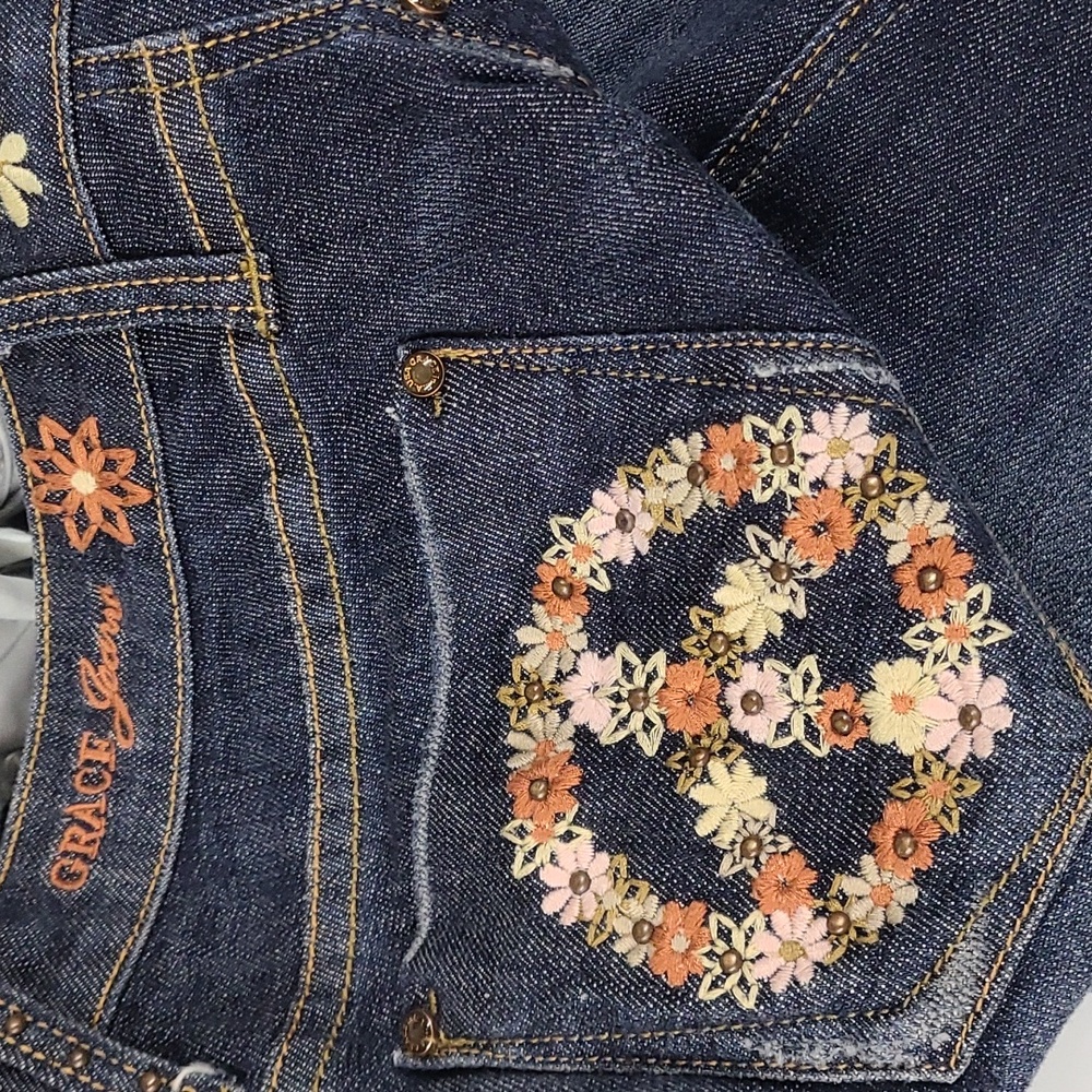 Grace in LA jeans bootleg, gently worn, fall colors